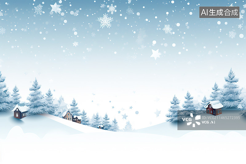 【AI数字艺术】AI生成的插画圣诞节森林雪景图片素材