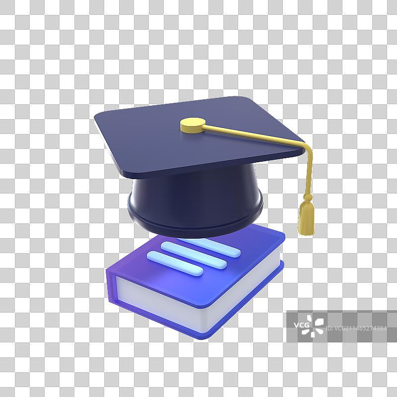 三维C4D博士帽与书本图片素材