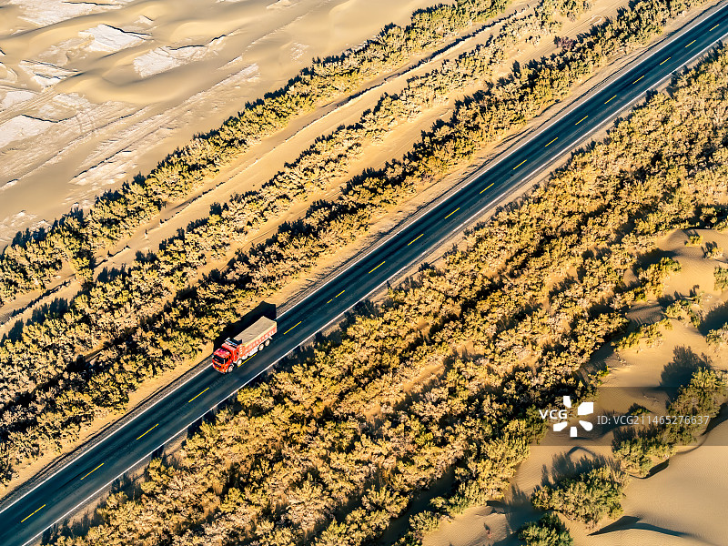 新疆塔里木沙漠公路(4)(航拍)图片素材