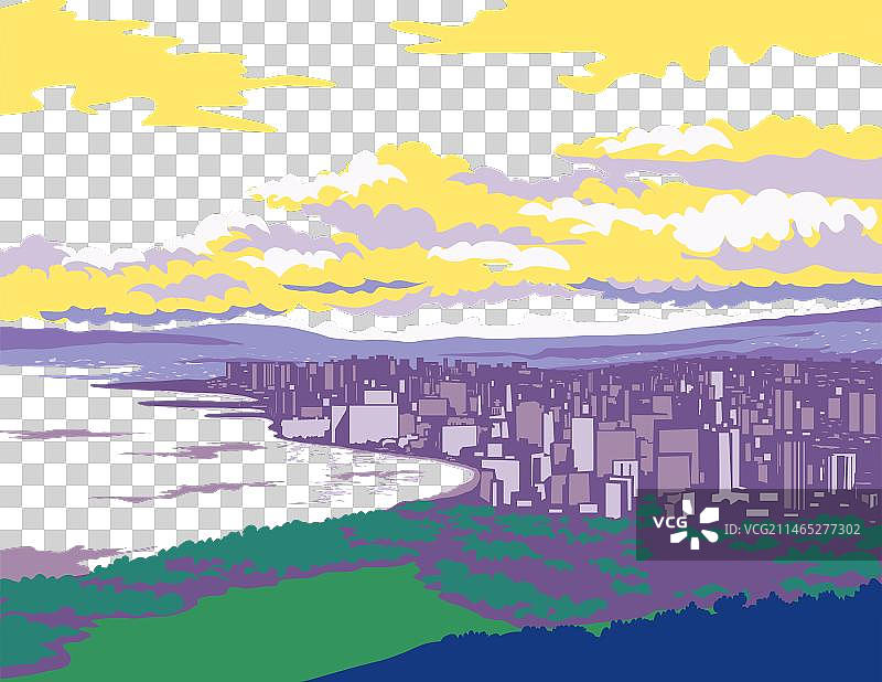 檀香山钻石山火山口威基基图片素材