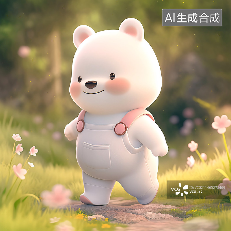 【AI数字艺术】3D可爱的小白熊图片素材