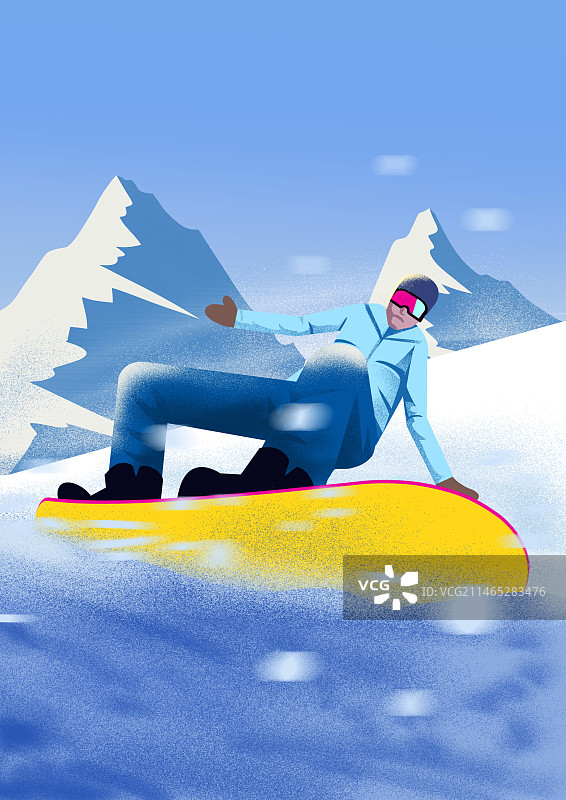 冬天冬季寒冷下雪冰山滑雪健身锻炼挑战极限运动冰雪天气人物插画图片素材