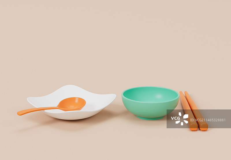 卡通厨房餐具三维渲染图片素材