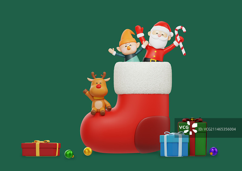 圣诞老人3D角色形象图形（来自克劳斯，圣诞老人的鞋子）图片素材