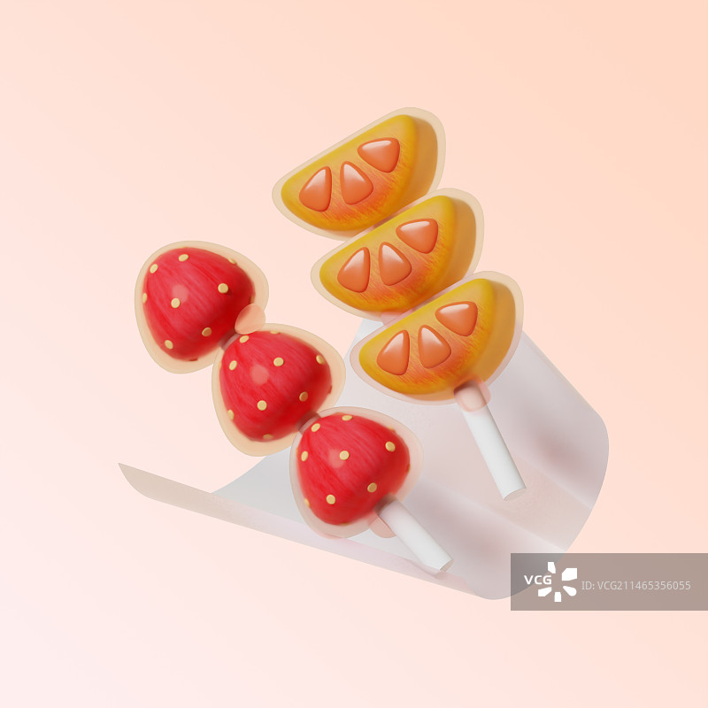 甜点水果糖葫芦3D图形图片素材