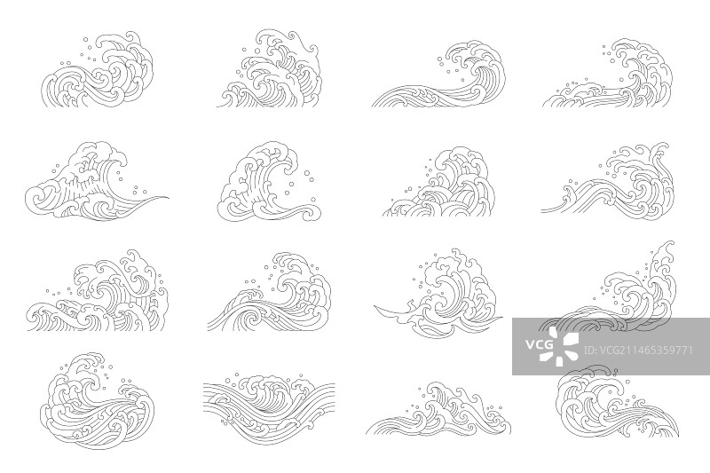 东方海浪水花形状轮廓图片素材