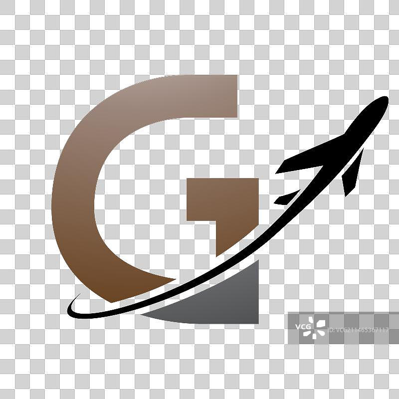 带有字母G图标的棕色和黑色大写字母设计图片素材