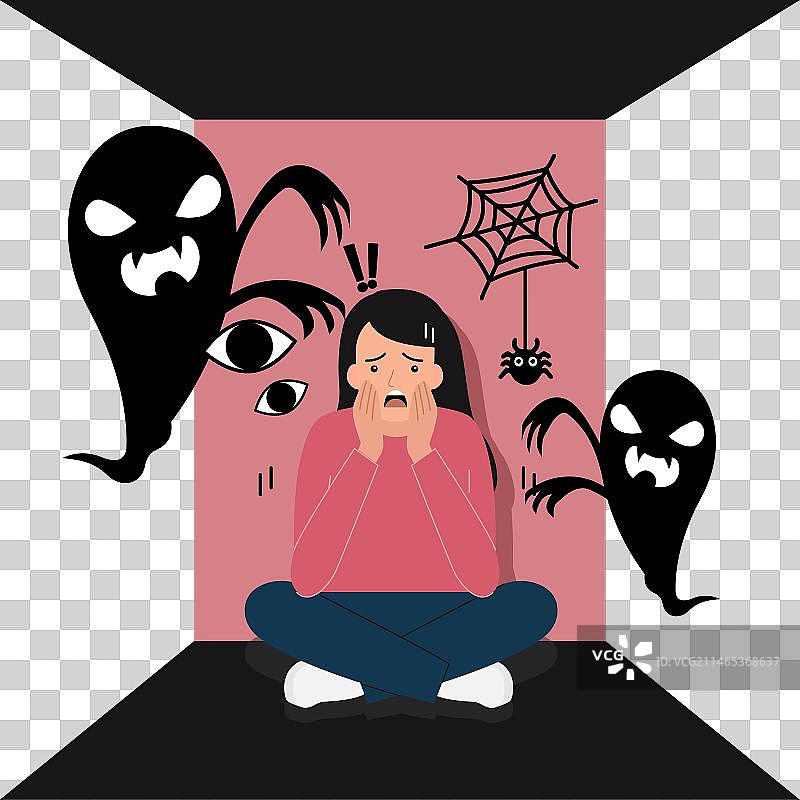 为恐惧症和害怕所困扰的女人图片素材