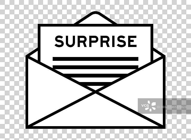 信封和带有惊喜字样的信件标志图片素材