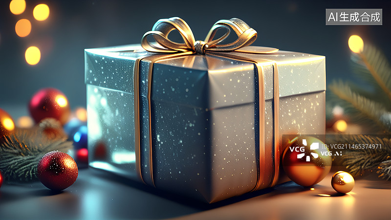 【AI数字艺术】圣诞礼物特写图片素材