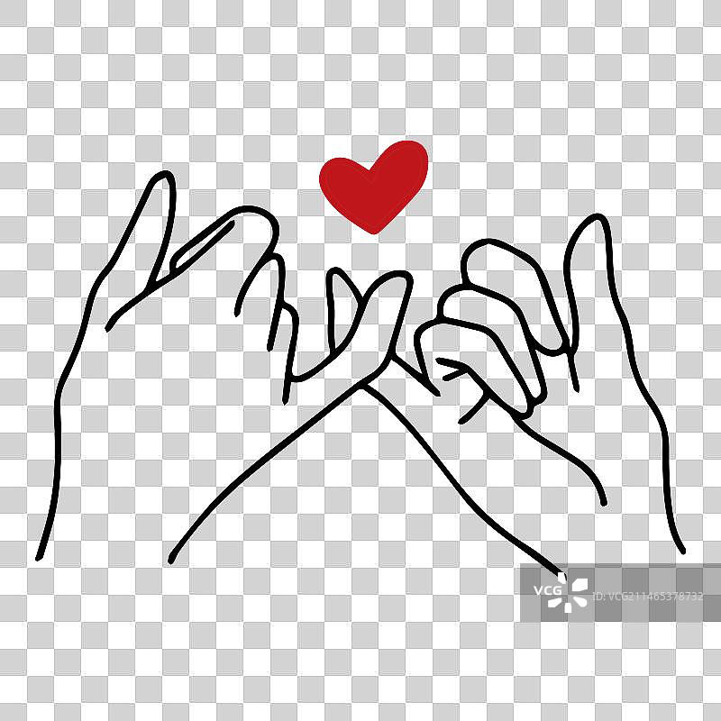 小指拉钩，手与红色心形图片素材