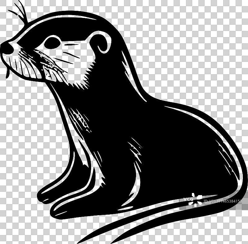 水獭黑白隔离图标图片素材
