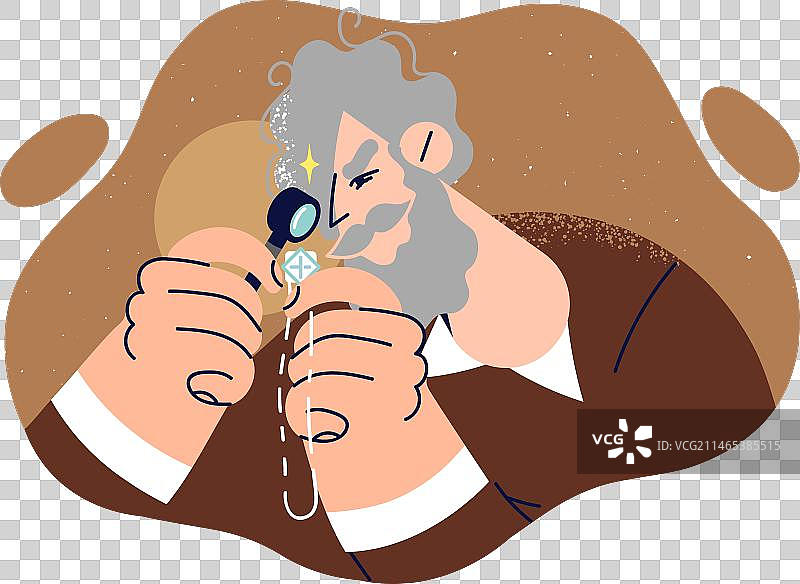 老年男人珠宝商检查银项链图片素材