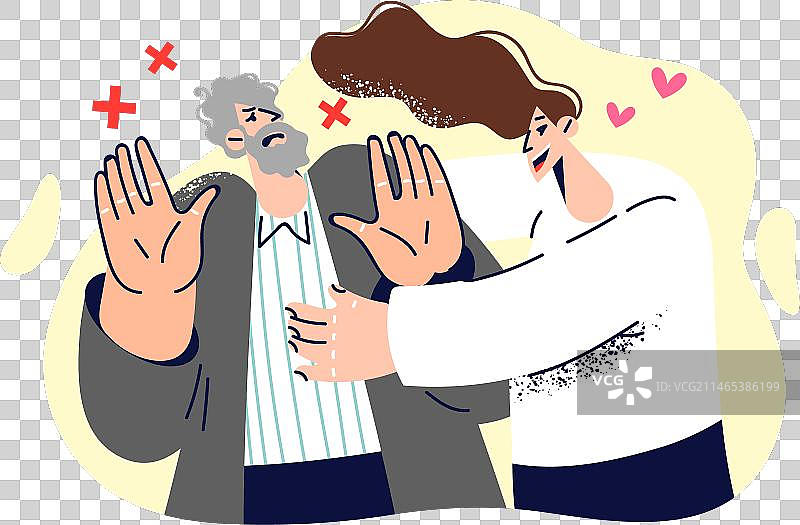 女人试图拥抱反抗的男人图片素材