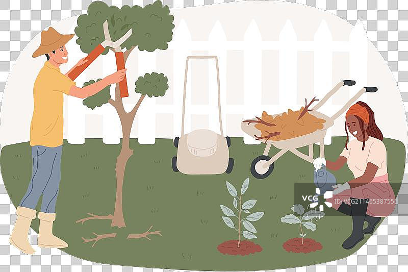 花园维护独立概念图片素材
