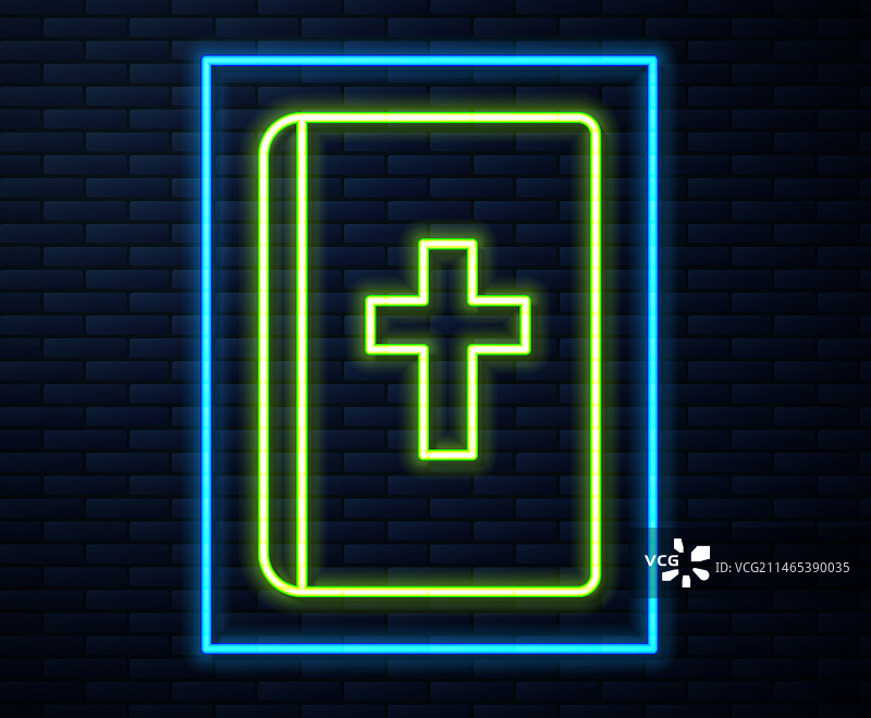 发光的霓虹灯线条圣经书图标图片素材