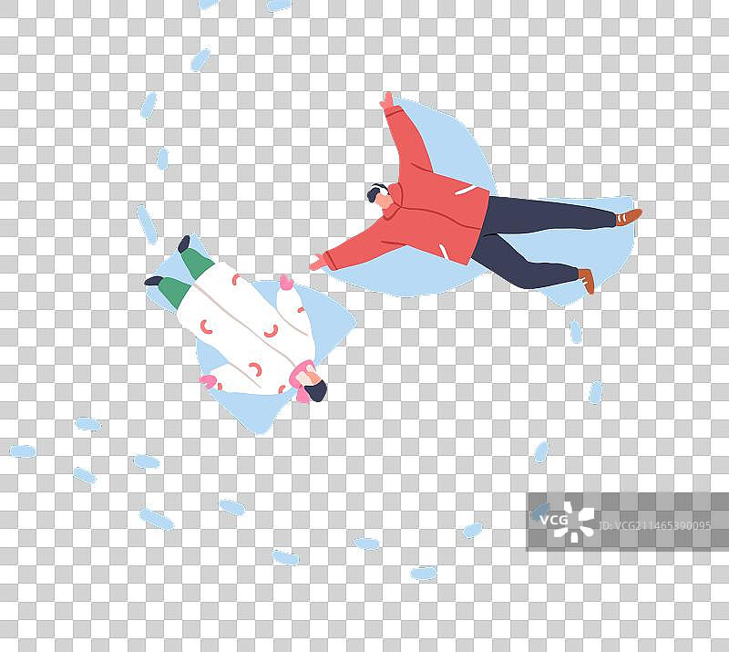 情侣制作雪天使，留下印记图片素材