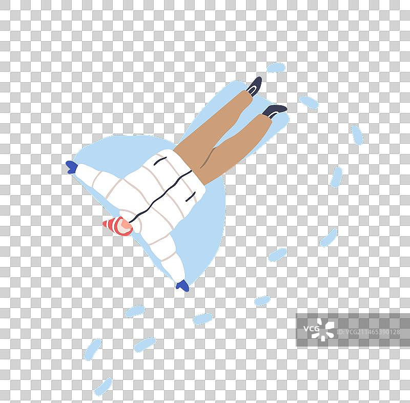 男人在雪堆里做雪天使俯视图图片素材