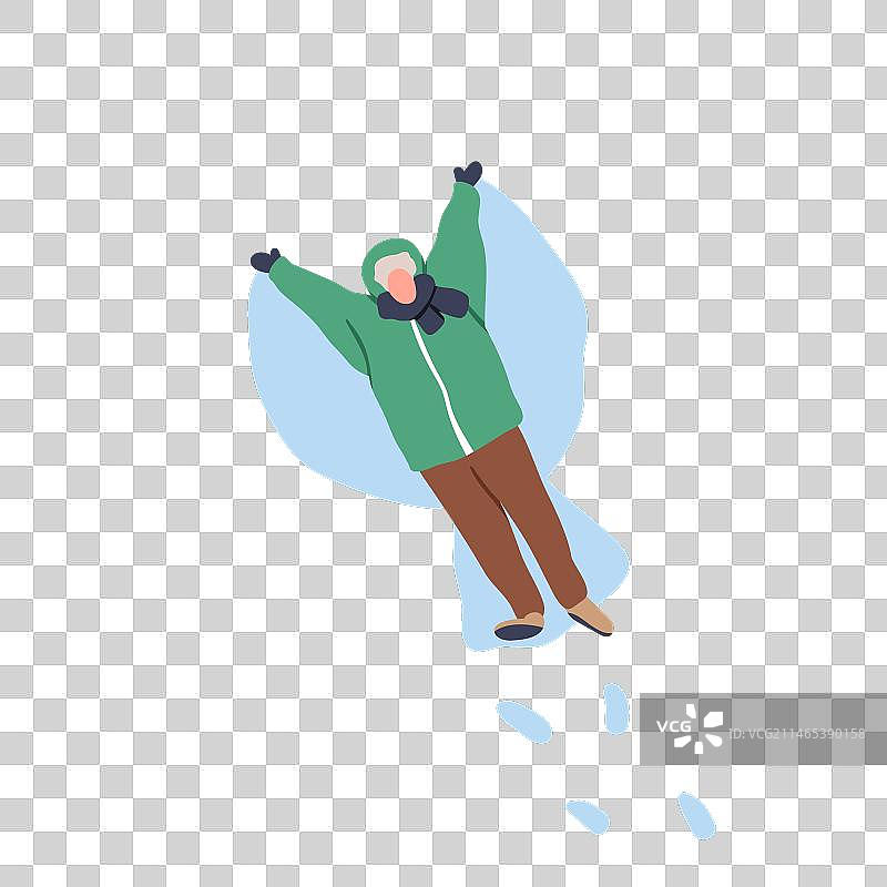 男人在雪堆里做雪天使图片素材