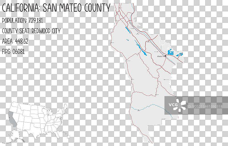 圣马特奥县详细地图图片素材