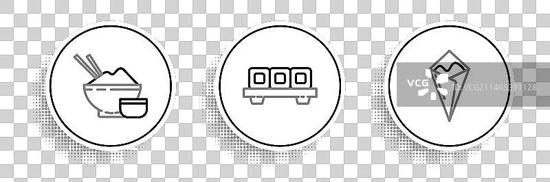 手卷寿司米饭碗筷线条组合图片素材