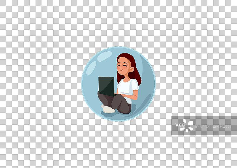 坐在个人社交圈里的少女图片素材