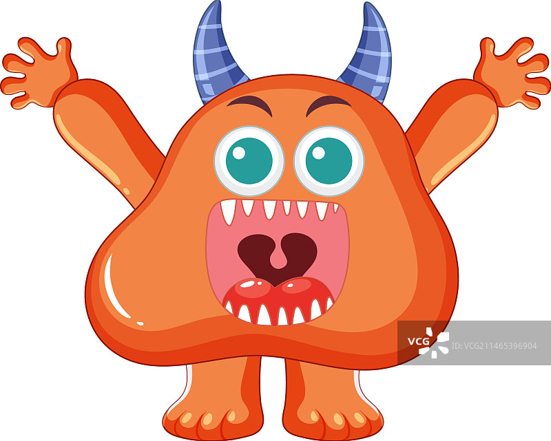 快乐的红色犄角卡通怪物图片素材