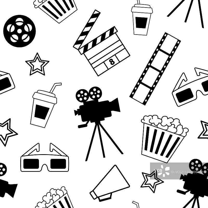 电影摄影机无缝图案图片素材