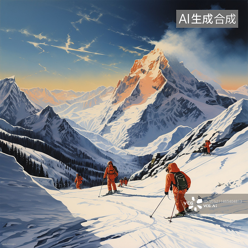【AI数字艺术】户外滑雪场景图片素材