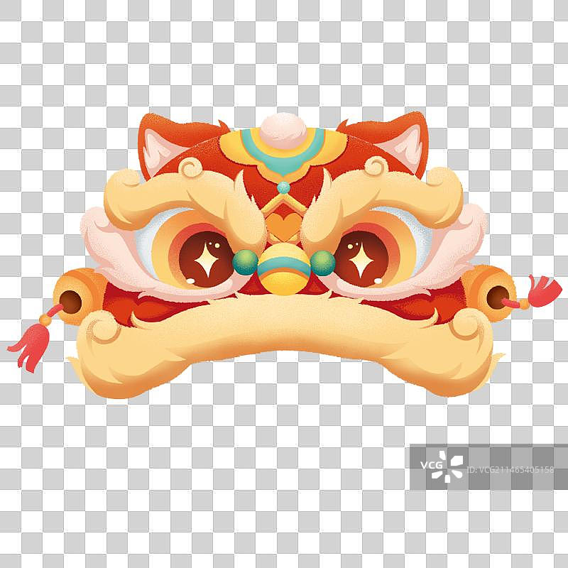 手绘肌理醒狮帽新年喜庆元素图片素材