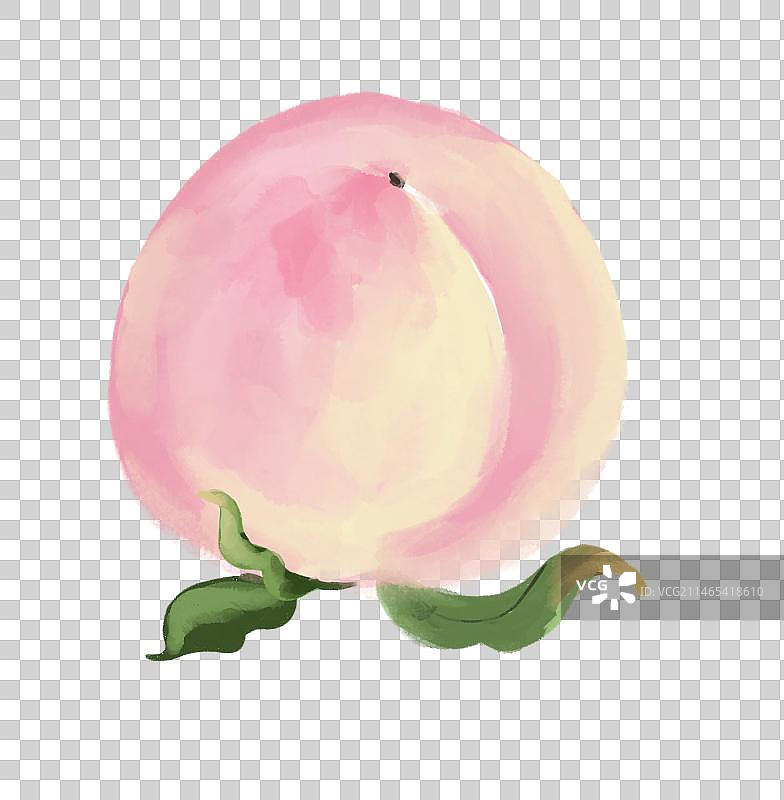 水墨风水蜜桃水果插画元素图片素材