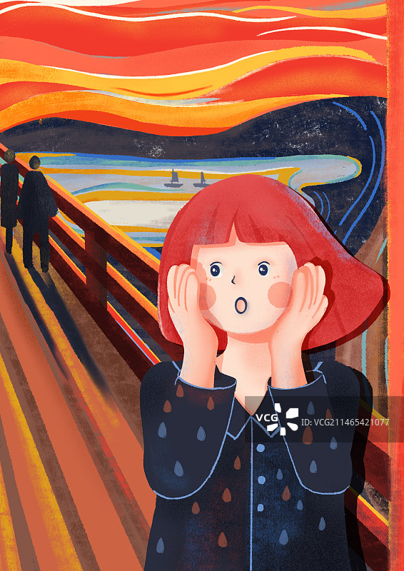 世界名画转插画 呐喊图片素材