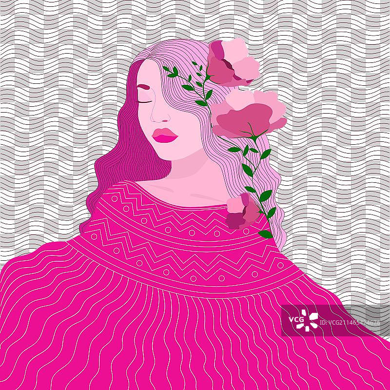 线条艺术女孩图片素材