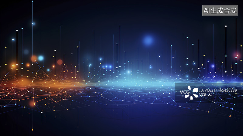 【AI数字艺术】粒子颤动波动科技背景图片素材