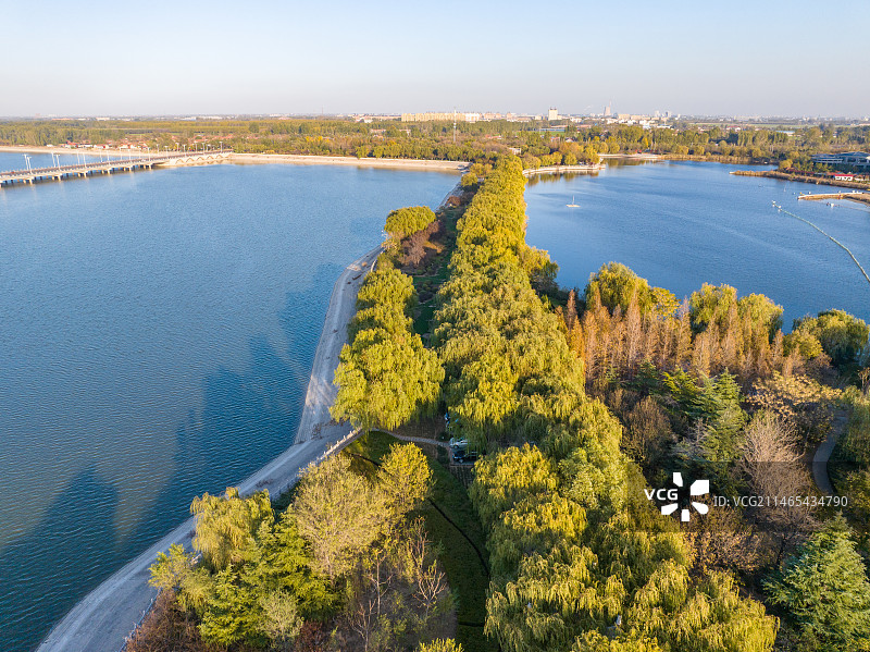 航拍东营广饶孙武湖图片素材