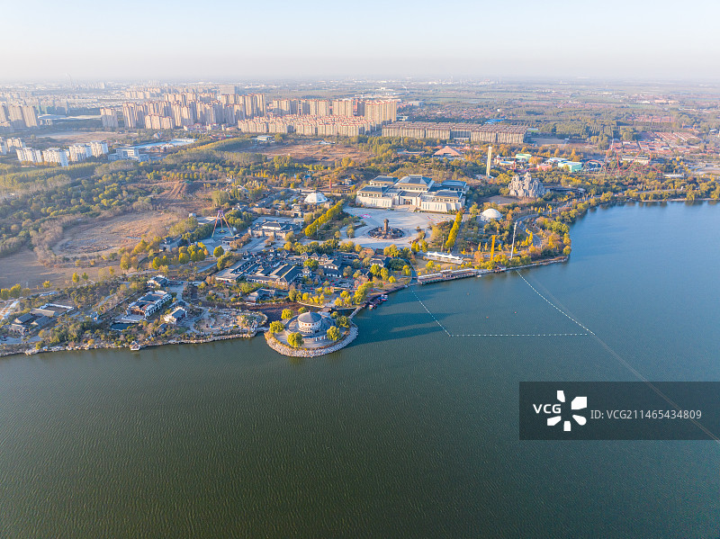 航拍东营广饶孙武湖图片素材