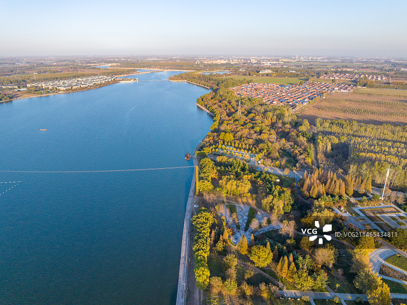 航拍东营广饶孙武湖图片素材