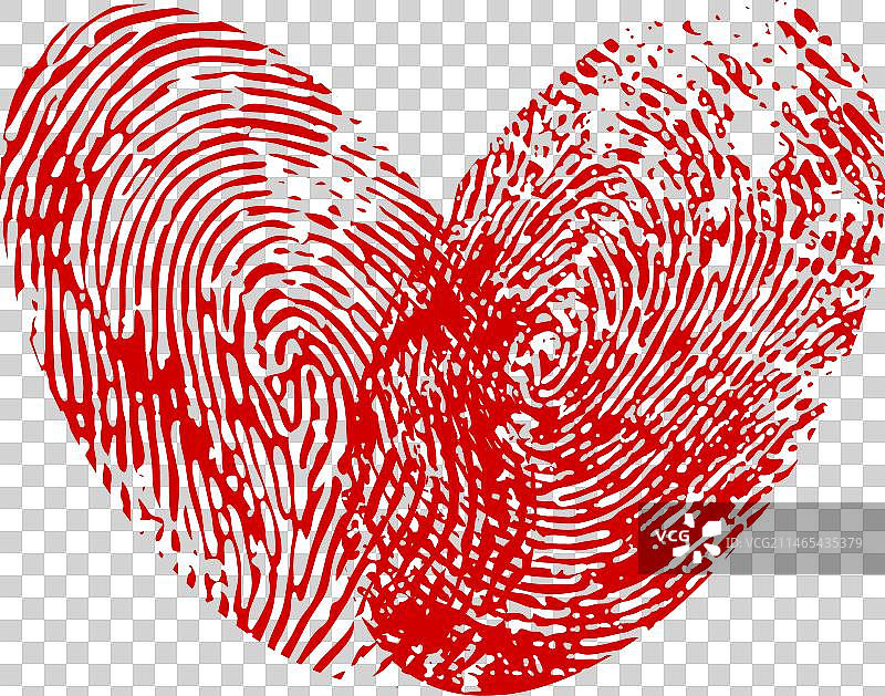 指纹心形爱情红色墨水符号或图案图片素材