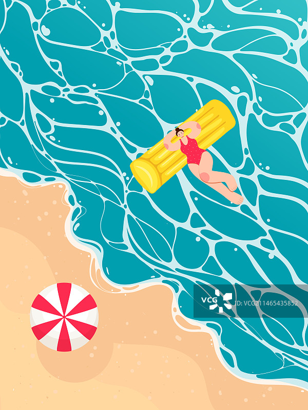 一个女孩漂浮在大海上图片素材