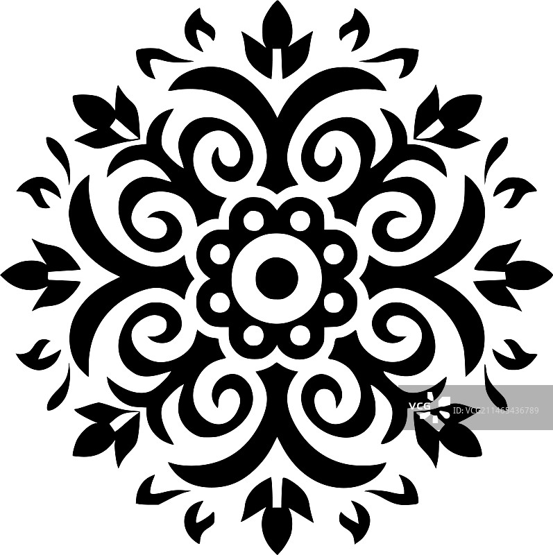 曼陀罗-黑色和白色孤立的图标图片素材