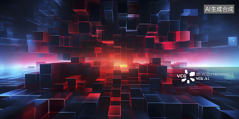 【AI数字艺术】几何图形方形方块引力背景图片素材