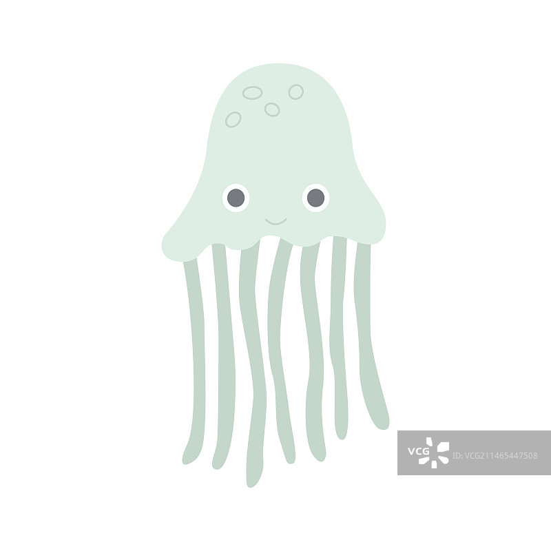 可爱的水母扁平卡通海洋图片素材