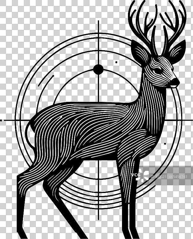 现代线条艺术中的欧洲狍图片素材