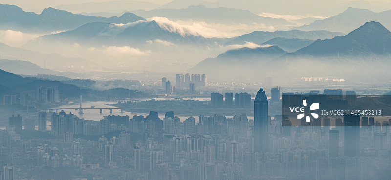 温州莲花山远眺温州市区图片素材