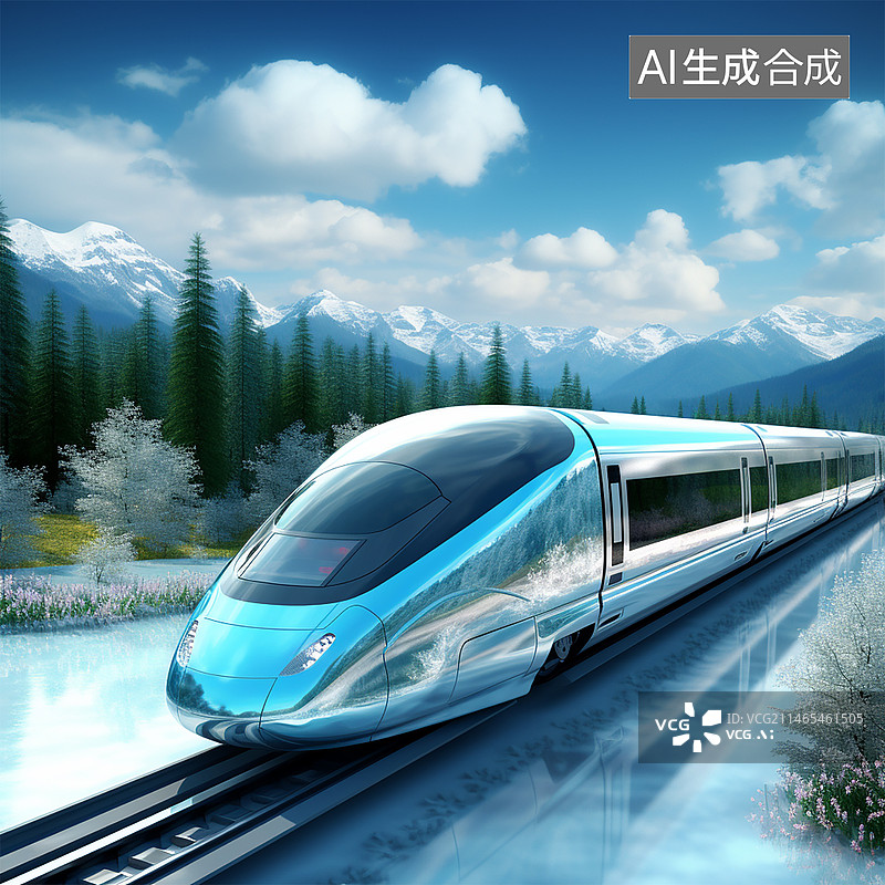 【AI数字艺术】磁悬浮列车场景图片素材