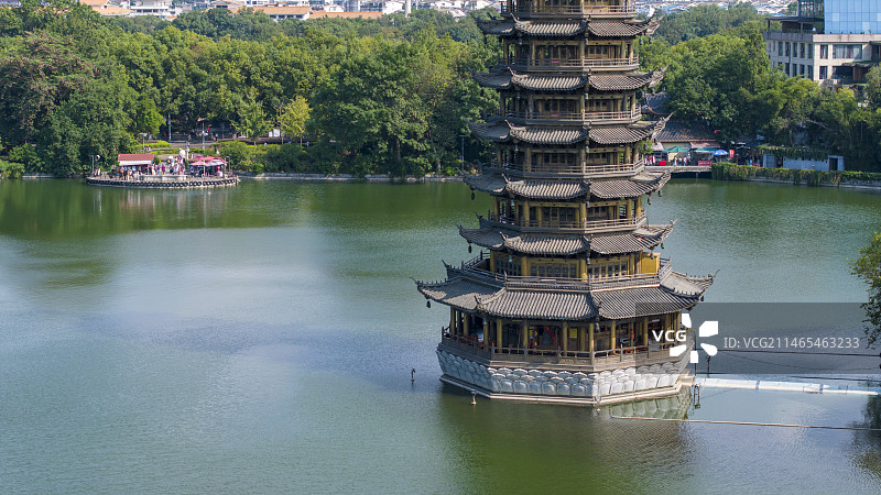 桂林市区航拍日塔下部图片素材