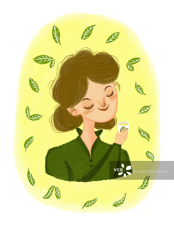 喝茶的女孩图片素材