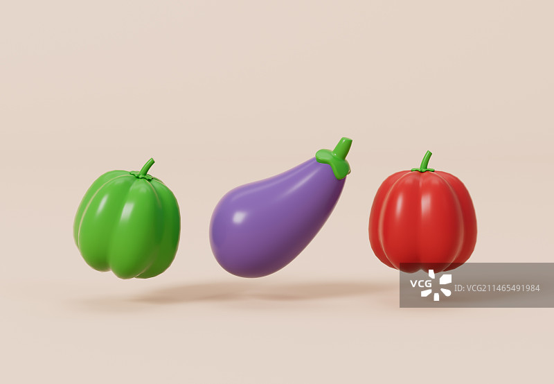 卡通厨房农家菜3D渲染图片素材