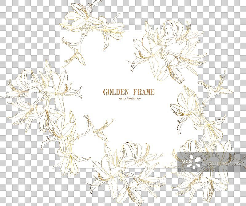 金色杜鹃花卡片模板图片素材