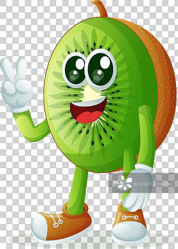 做和平手势的奇异果卡通形象图片素材